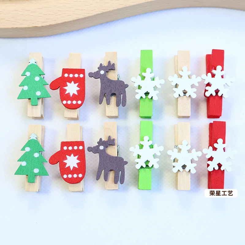 

Рождественские деревянные зажимы MOONBIFFY