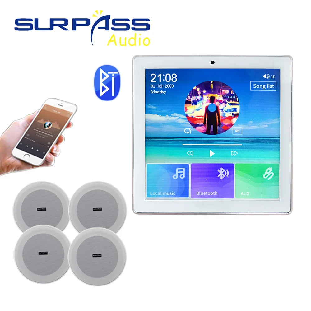 

Bluetooth Wall Amplifier Smart Home Audio Mini Touch Screen 4*20W Stereo Sound Music Panel PA System Loudspeaker Ceiling Speaker