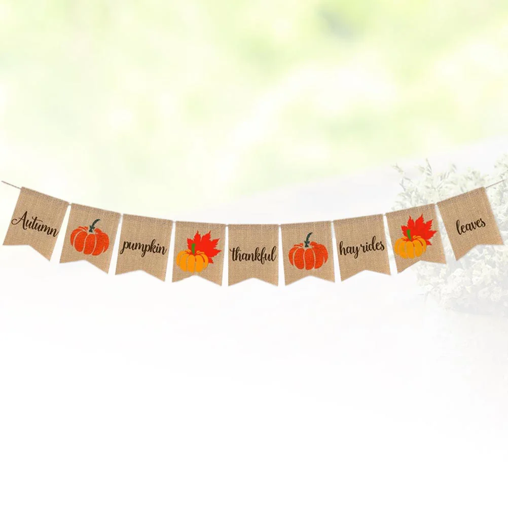 

1pc Thanksgiving Day Banner Letter Printed Hanging Flag Pumpkin Maple Leaves Pattern Bunting