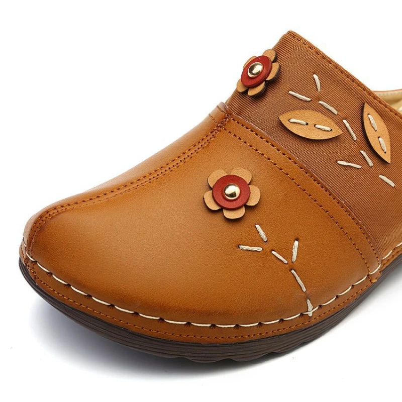 Baotou Women Slippers 2023 Ladies Sandals Summer Fashion Stitching Breathable Slippers for Women Flowers Leaves Platform Sandals