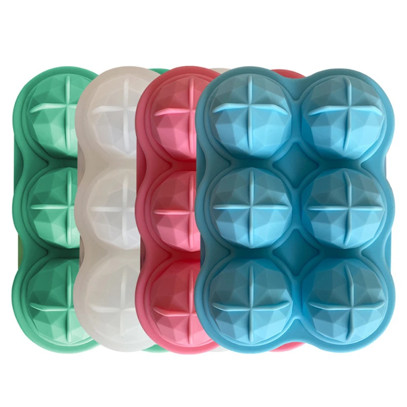 

Silicone Ice Cube Tray 6-hole Bar Diamond Cutting Face Home Whiskey Mojito Ice Hockey Popsicle Mold Kitchen Tools Accessories
