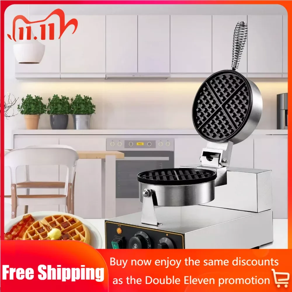 

Waffle Maker Machine Commercial Electric Nonstick Stainless Steel Baker