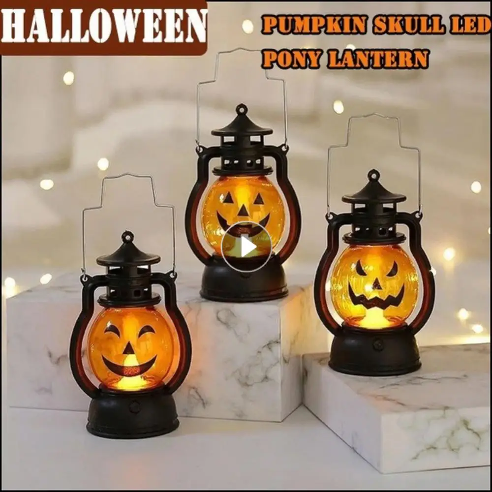

Halloween Pumpkin Skull LED Pony Lantern Halloween Decoration Prop Creative Holiday Bar Party Light Halloween LED Oil Lamp Prop
