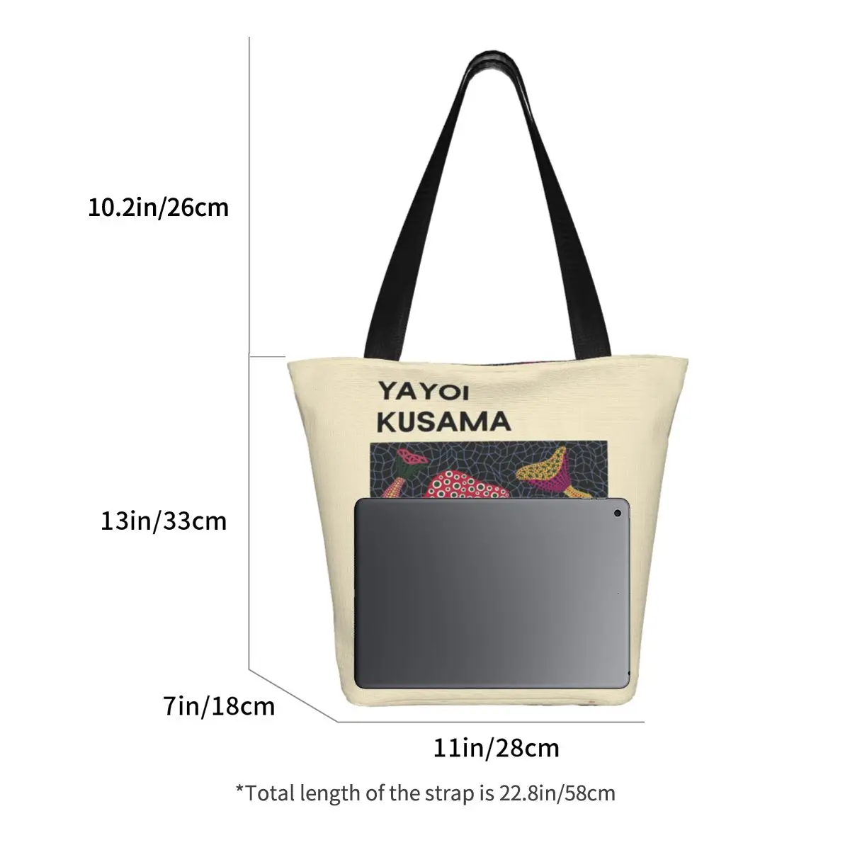 Пользовательские Yayoi Kusama Mushroom Эстетическая холщовая сумка для покупок Женская