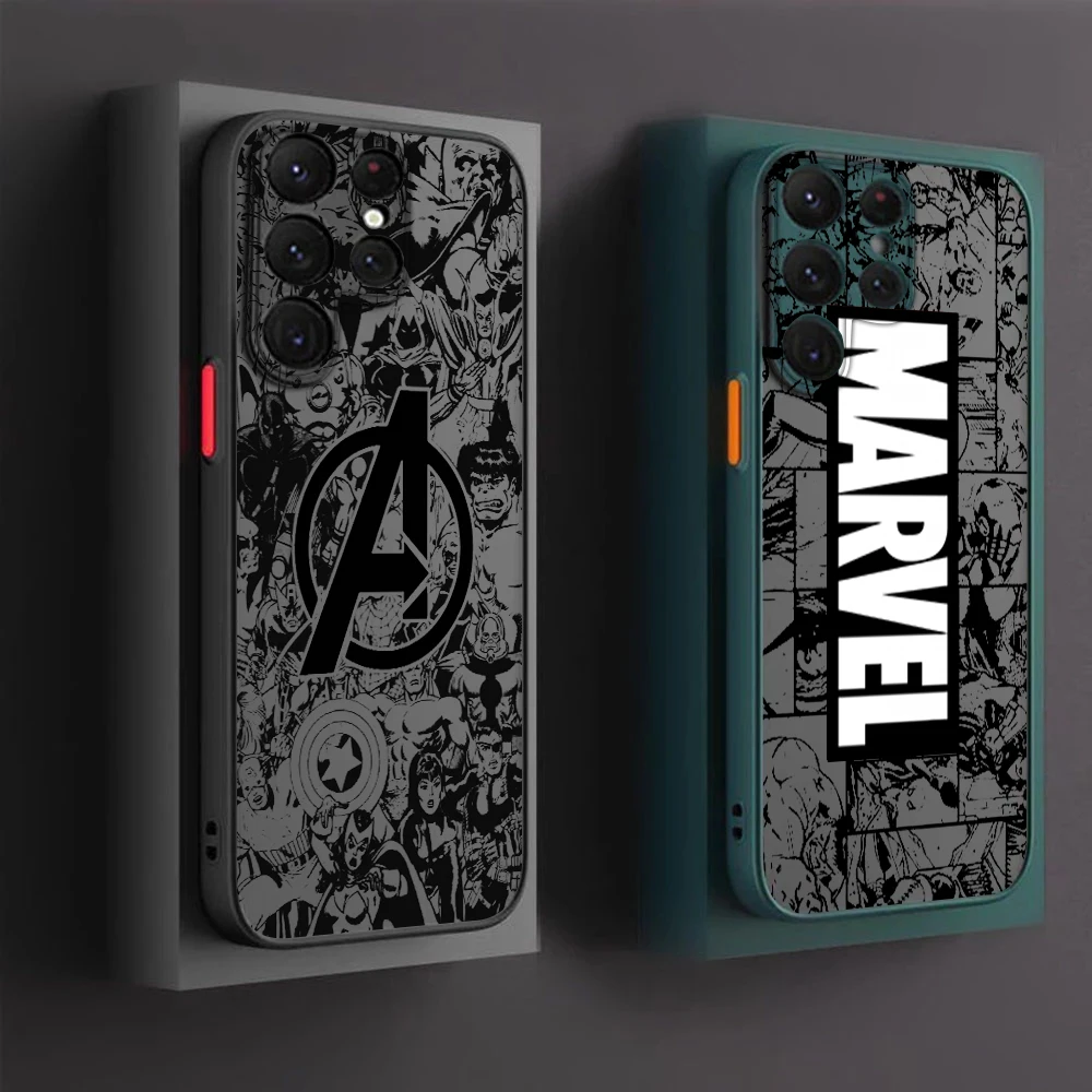 

Avengers Marvel Cool Comics Phone Case For Samsung S22 S21 Ultra S20 FE S10E S10 Lite Plus Frosted Translucent Matte Cover