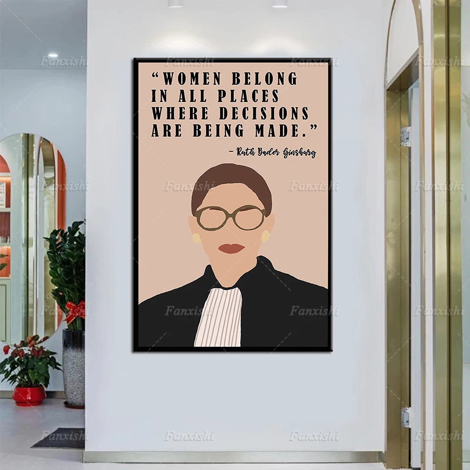 

Ruth Bader Ginsburg Quotes Poster,Notorious RBG Canvas,Women Belong In All Places Where Decisions Are Being Made Art Paintings