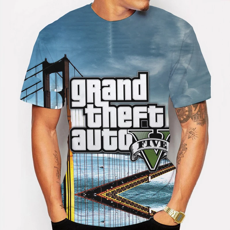 Футболка унисекс с 3D-принтом Grand Theft Auto 5 популярная уличная одежда для мужчин и