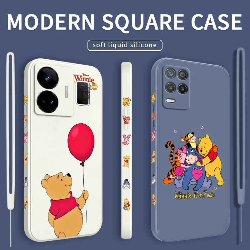 

Winnie the Pooh Disney Liquid Left Rope Phone Case For OPPO Realme GT2 Explorer Master Neo5 C21Y 10 9 8 4G 5G Pro Cover Fundas
