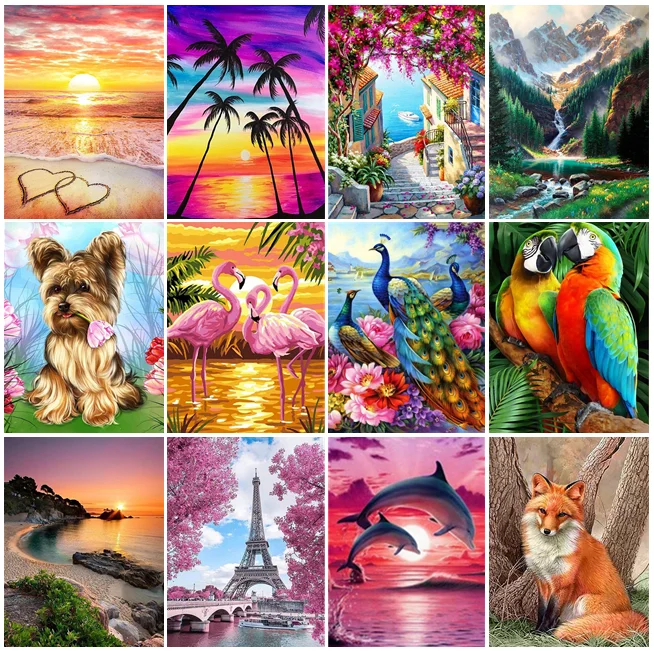 

Алмазная 5d-картина «сделай сам», пейзаж, закат, картина искусственного попугая, полная вышивка, пейзаж, мозаика, домашний декор