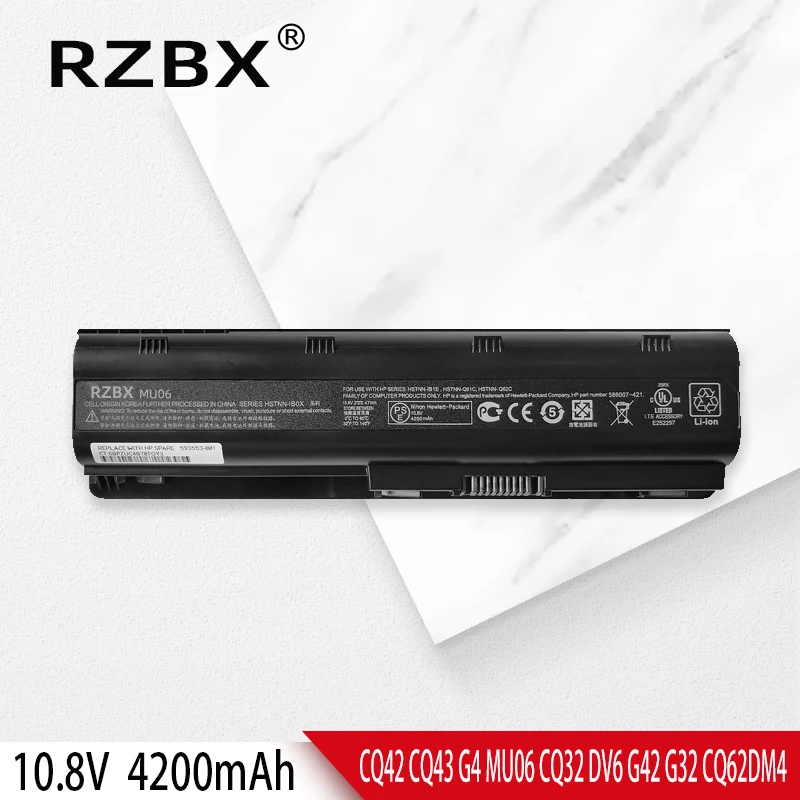 

RZBX Laptop Battery MU06 For HP Pavilion g4 g6 g7 CQ32 CQ42 CQ62 CQ72 DM4 HSTNN-CBOX Q60C CB0W MU09 G32 G42 G62 TPN-I105 Q108