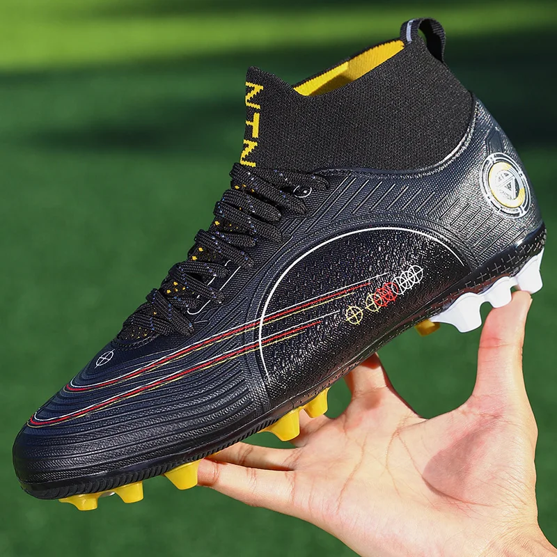 Soccer Shoes Men Adult TF/FG High Ankle Football Boots Grass Breathable Training Cleats Footwear Classic Trend Sneaker 34-46#