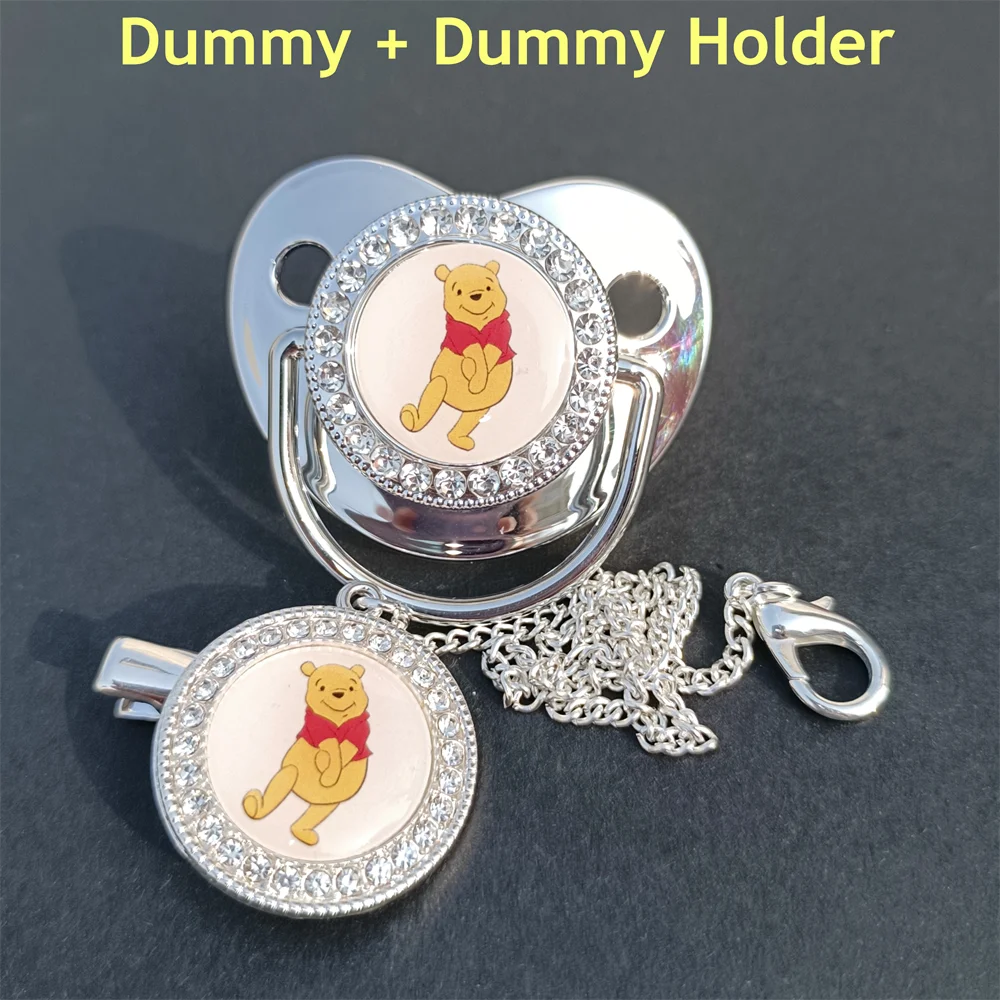 

Disney Bling Pacifier and Pacifier Beads Drop Chain Bebe Accessories Dummy Soother Case Cover Newborn Food Grade Silicone Tetine