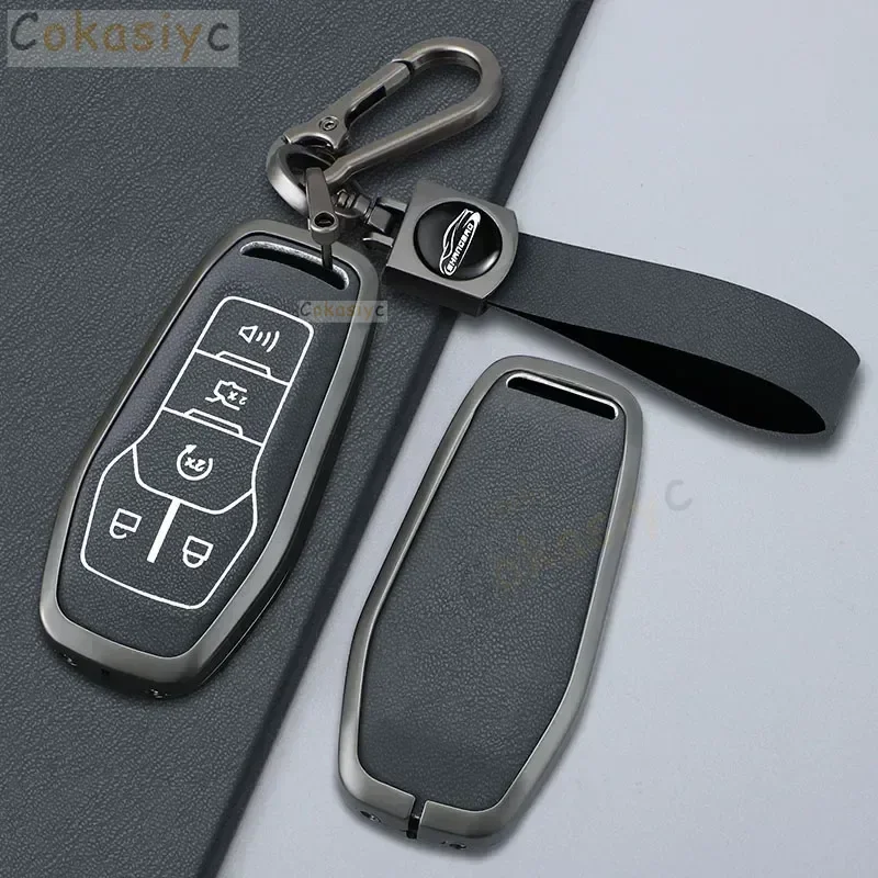 Fob Case Cover Holder For Ford Fusion Explorer Mustang Edge F-150 Mondeo Lincoln MKZ MKC MKX 4 5 buttons Alloy Car Key