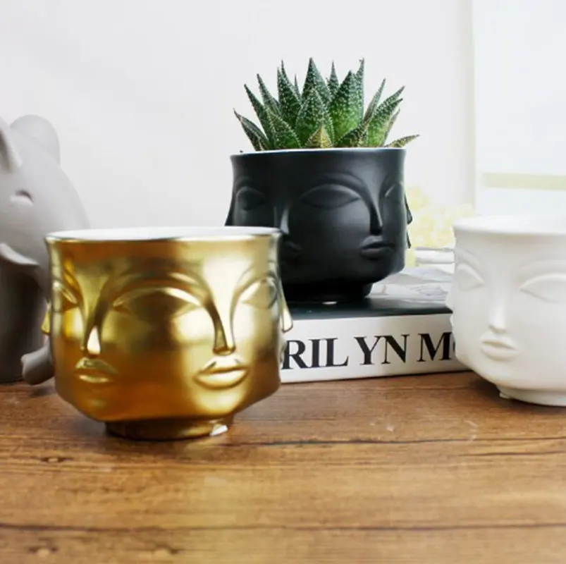 

Creative Face Flower Vase Nordic Style Home Decoration Modern Ceramic Planters Vase Flowers Pot Drop Shipping