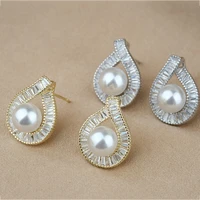 vintage fashion pearl crystal exquisite jewelry earrings for women luxury bridal wedding earrings anniversary gifts for girls