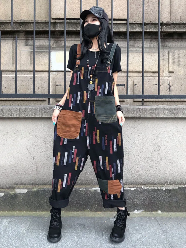 Женские джинсовые комбинезоны Max LuLu винтажные свободные джинсы с принтом