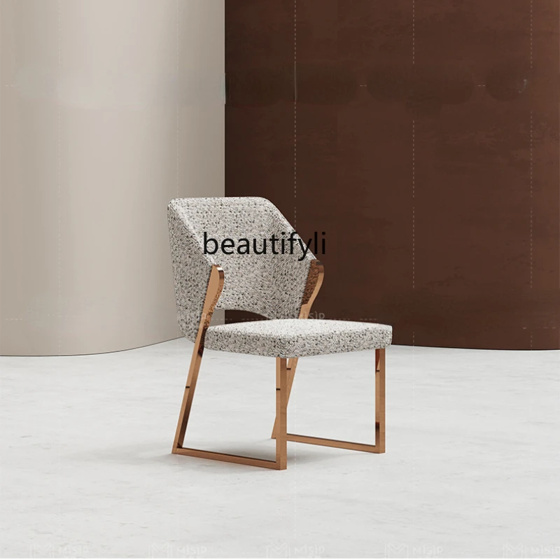 

yj Italian Light Luxury Restaurant Fabric Chair Coffee Hotel Chair Modern Minimalist Dining Chair Cosmetic Chair