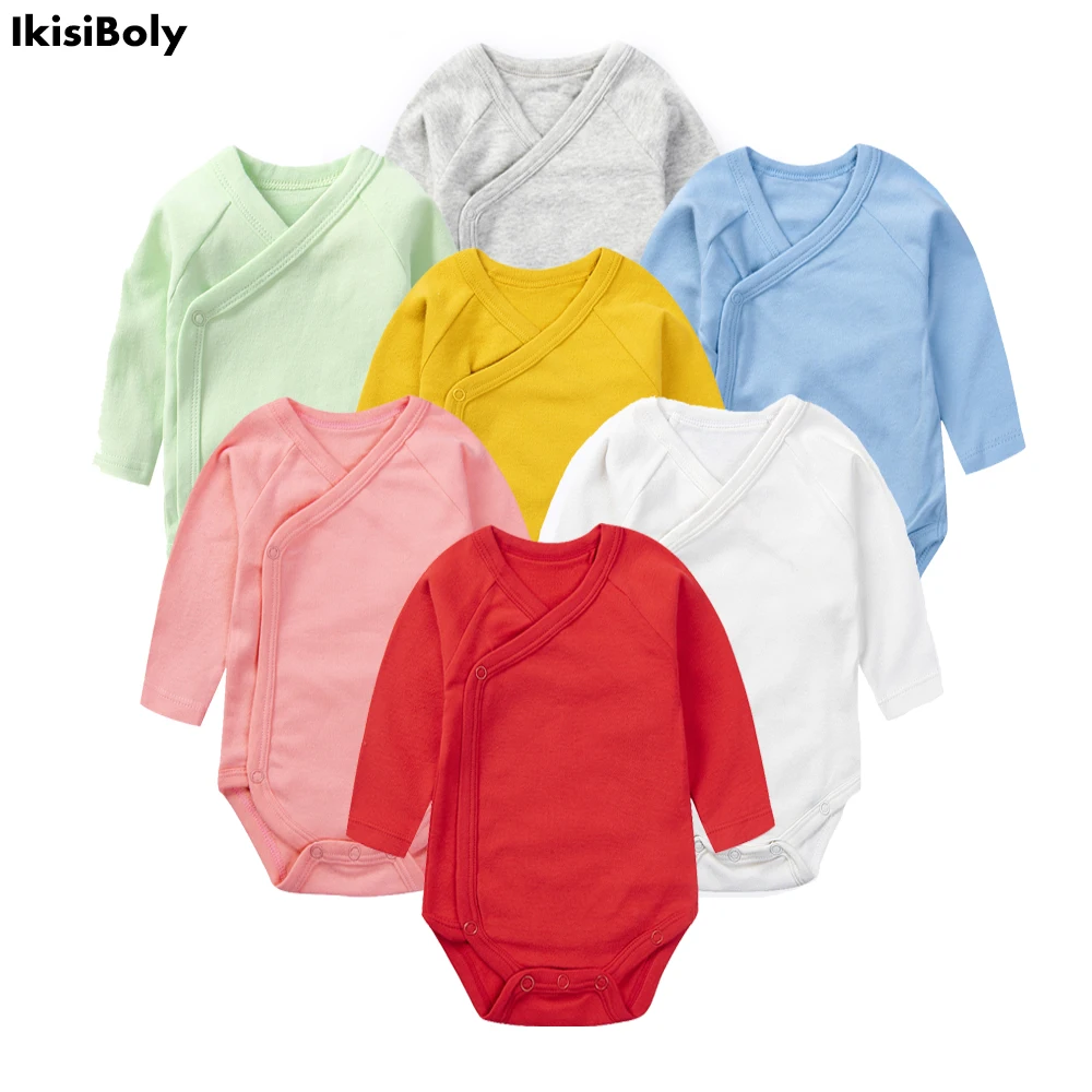 Baby Girl Long Sleeved Bodysuit for Newborns Boys Cotton Costume Onesies Unisex Side Snap High-Necked 3-24M Designer Clothing
