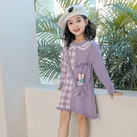 New Princess Skirt Female Baby Exotic Cute Cartoon Rabbit Sweater Plaid Ruffle Fancy Dress Little Girls Boutique Kids Clothing