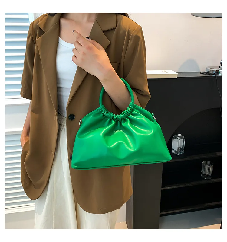 Advanced High Capacity Pleated Bag 2023 New Fashion Green Handheld Bag Fashion Versatile One Shoulder Crossbody Bag