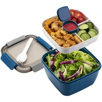 lunch box salad lunch container 52 oz salad bowls with 3 compartments salad dressings container for salad toppings snacks adult