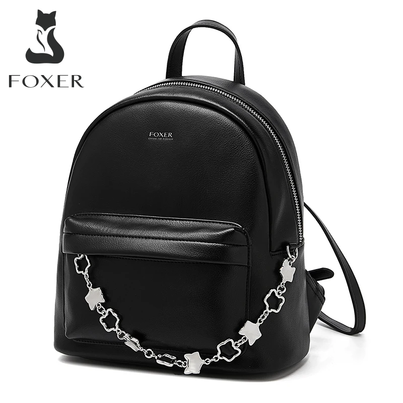 

FOXER Split Leather Lady Large-Capacity Travel Backpack Women Shoulder Bags Fashion Soft Travel Bag Girl School College Backpack