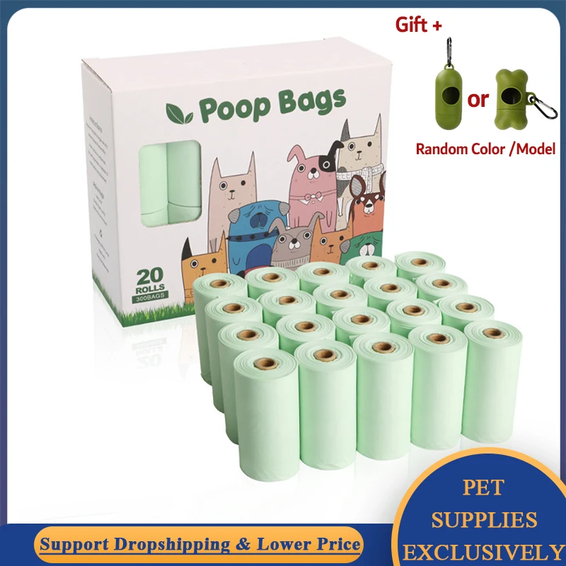 

Biodegradable Pet Poop Bag Dispenser Corn Starch PLA Compostable Zero Waste Dog Pooper Bags Puppy Litter Collector Trash Sack