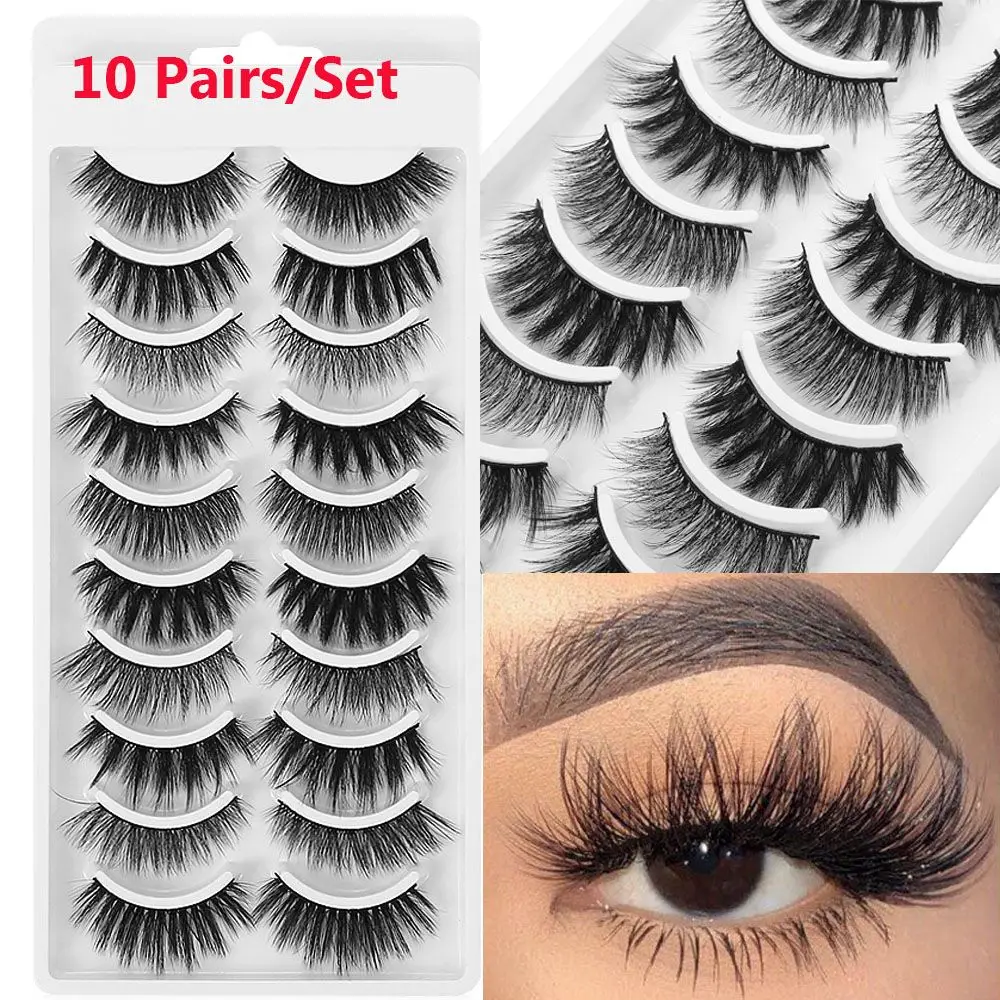 

Fashion Natural Long Eye Makeup Tools Cruelty-free Wispy Fluffy Eyelashes False Eyelashes 3D Mink Hair Criss-cross