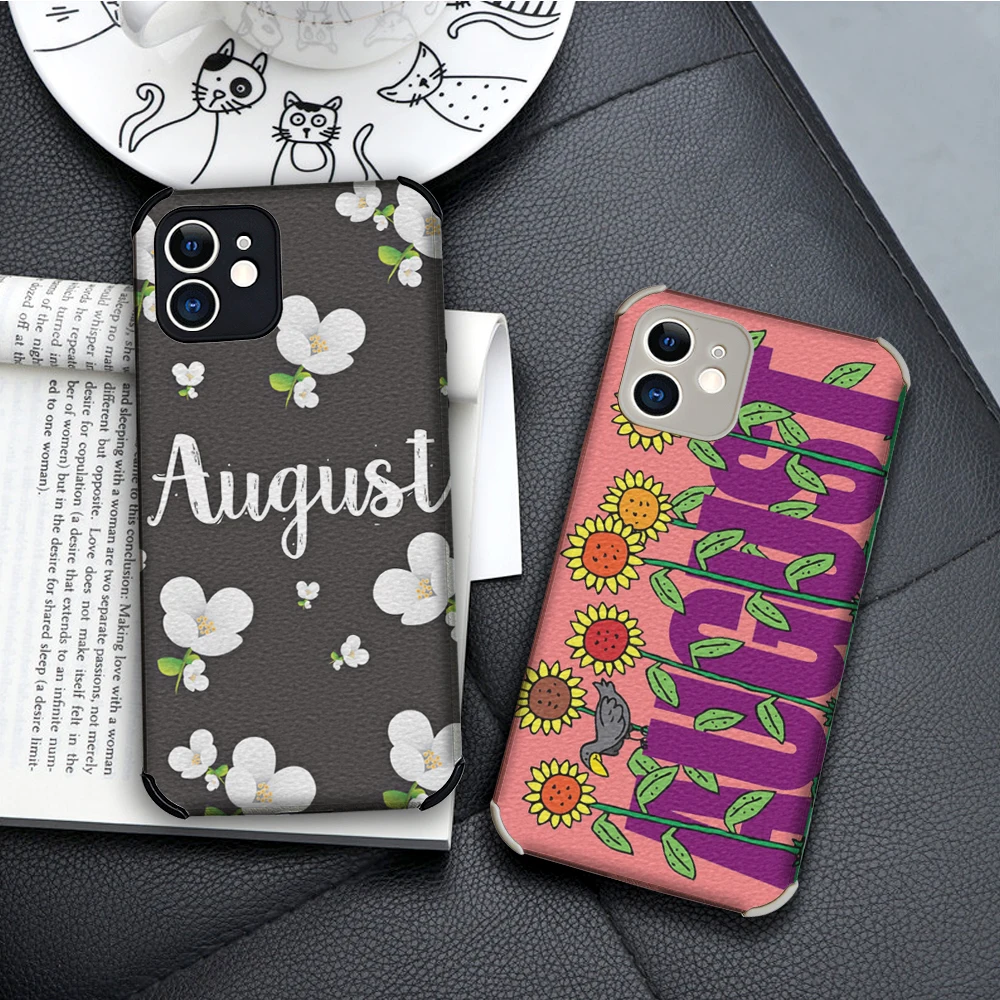 

Hello August Sun Flower Lambskin case for iphone 13 12 11 Pro MAX MiNi 7 8 plus SE2020 X XS XR Soft back Cover