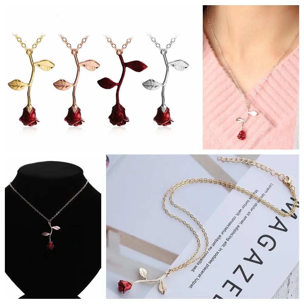 

Новое позолоченное женское ожерелье ручной работы, подарки на день Святого Валентина, ювелирные изделия, ожерелье с подвеской в виде красно...