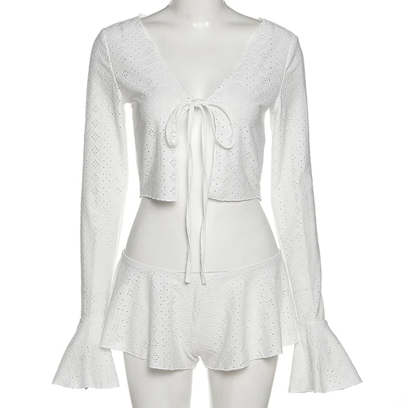 Женский сексуальный купальник из 2 предметов комплект с расклешенным топом