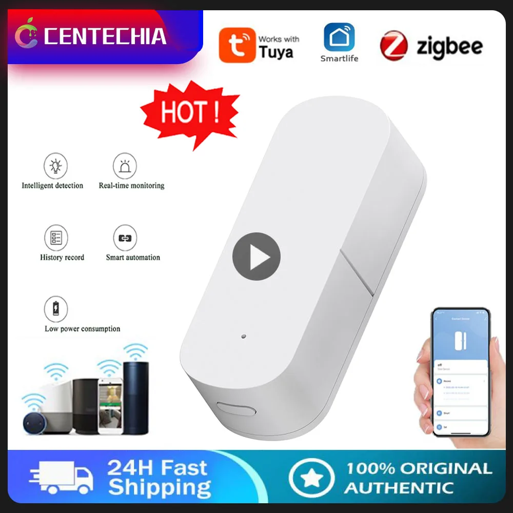 

Tuya Zigbee Smart Vibration Sensor Intelligent Detection Alarm Home Security System Smart Home Via With Smart Life APP Control