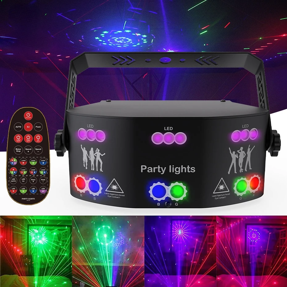 15 EYE RGB Disco DJ Beam Laser Light Projector DMX Remote Strobe Stage Lighting Effect Xmas Party Holiday Halloween Lights