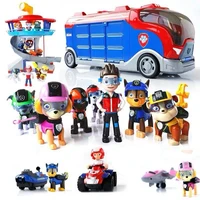 paw patrol bus lookout tower with music pvc action model patrulla canina cartoon anime figures toys for children christmas gifts