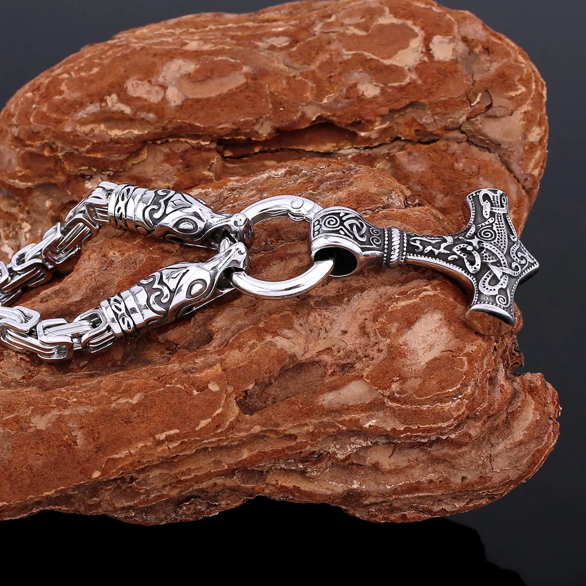 Оригинальное ожерелье из нержавеющей стали с изображением животных викингов