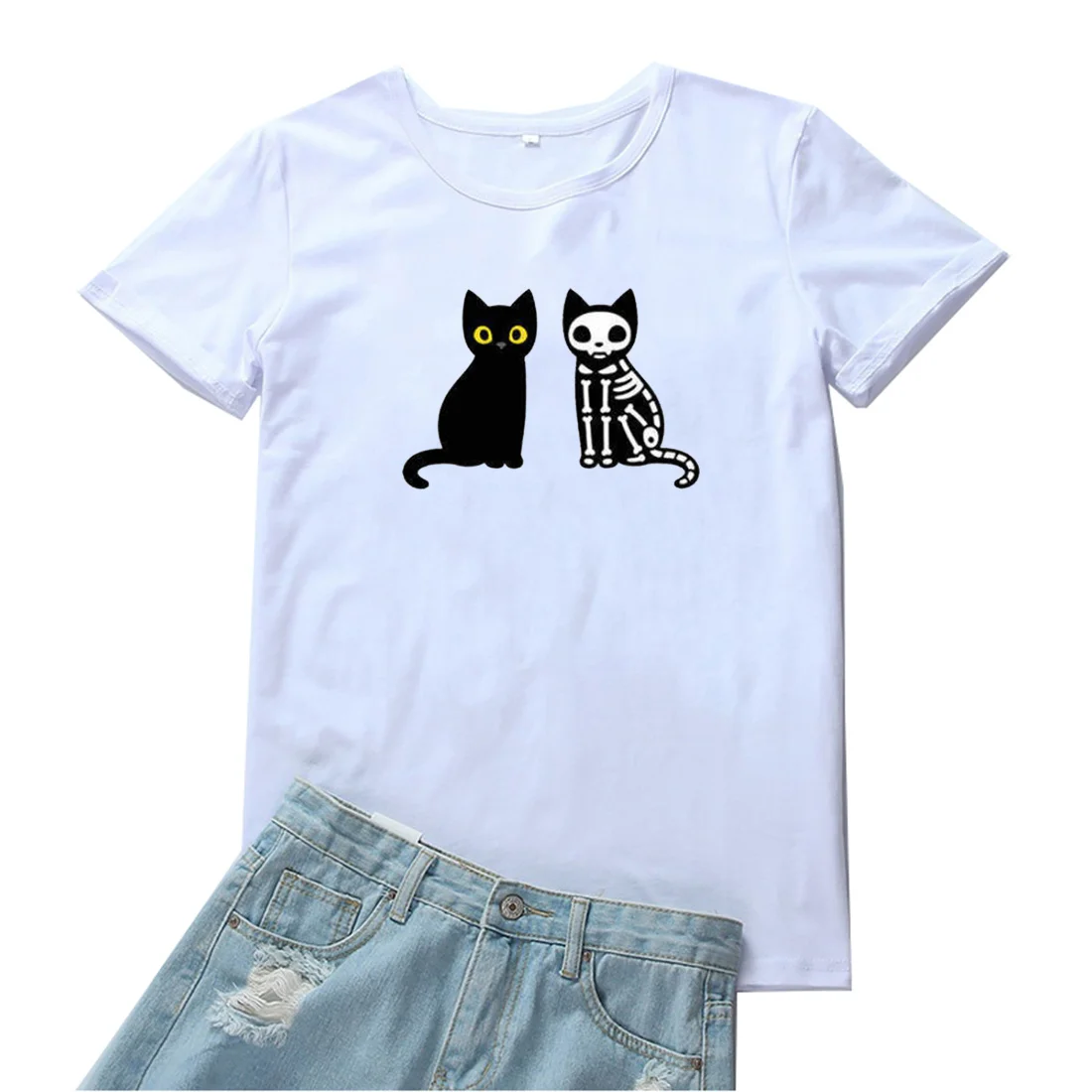 

Skeleton Cat Tees Women Womens Tshirts T-shirt Women