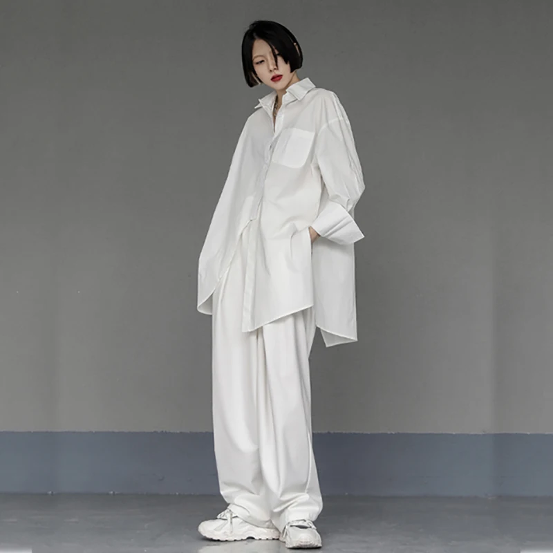 

Women Shirts Men Gothic y2k Loose Oversize Casual Neutral Irregular Designer Shirts Black Elegant Summer Blouse Japanese Fashion