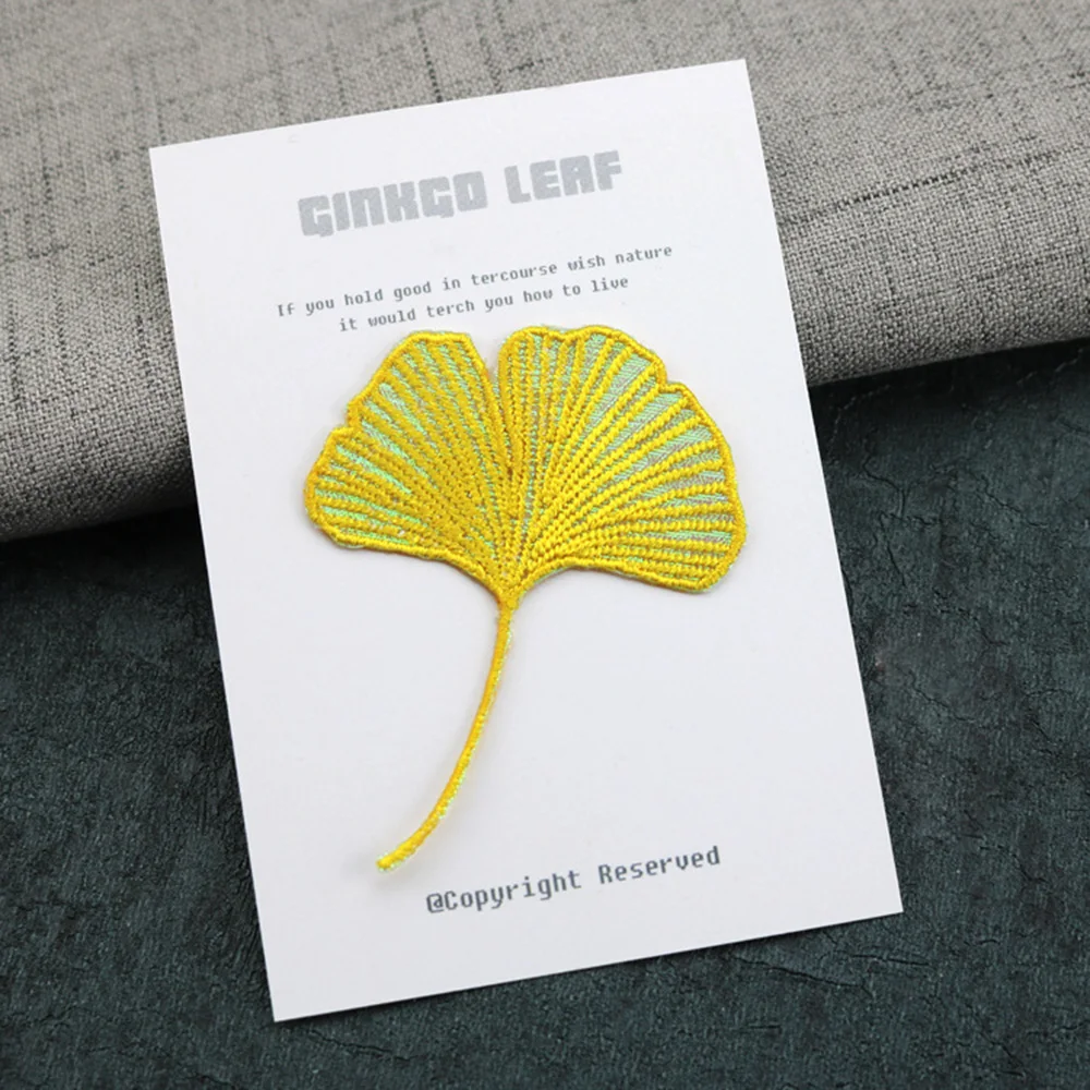 Заплата с цветком гинкго билоба для одежды вышивка своими руками нежная