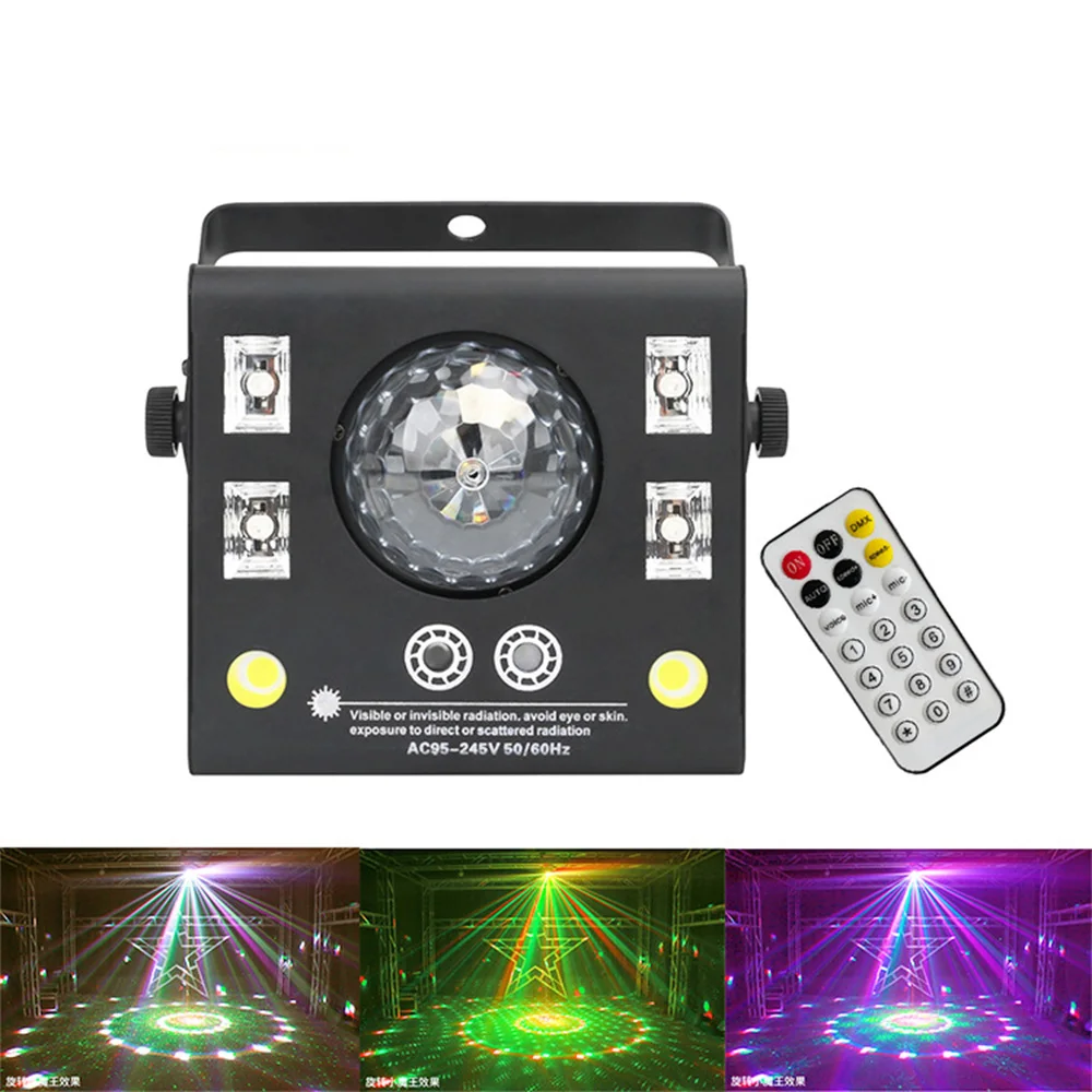 New 40W 4in1 Remote DMX Stage Laser Projector Strobe Magic Ball Lighting Effect DJ Disco Party Holiday Wedding UV Black Lights