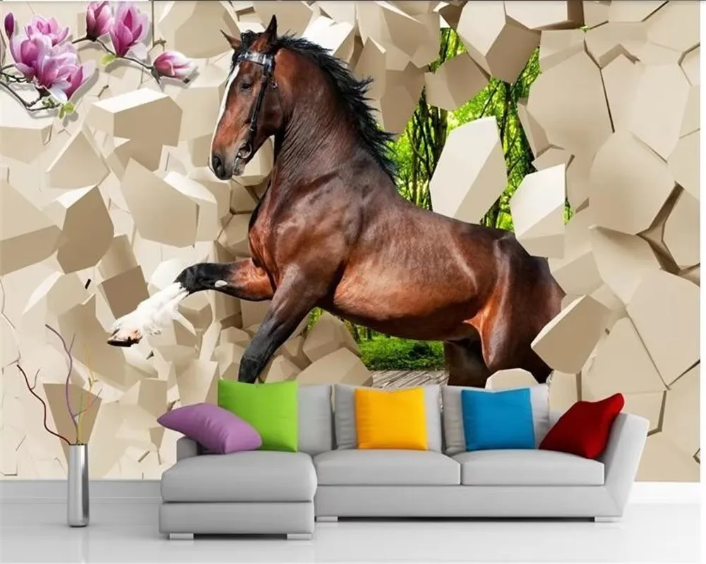 Custom wallpaper 3d stereo mural Eight Horses seamless abstract painting background wall restaurant galloping horse wallpapers
