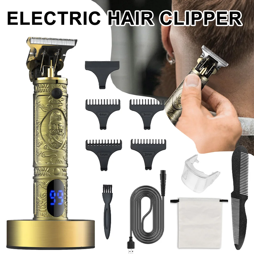 

Electric Hair Trimmer For Men Cordless T-Blade Hair Clipper Rechargeable Beard Shaver Hair Cutting Machine With 4 Guide Combs