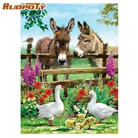 ruopoty coloring by number animals handpainted art gift diy drawing on canvas pictures by number house kits home decoration