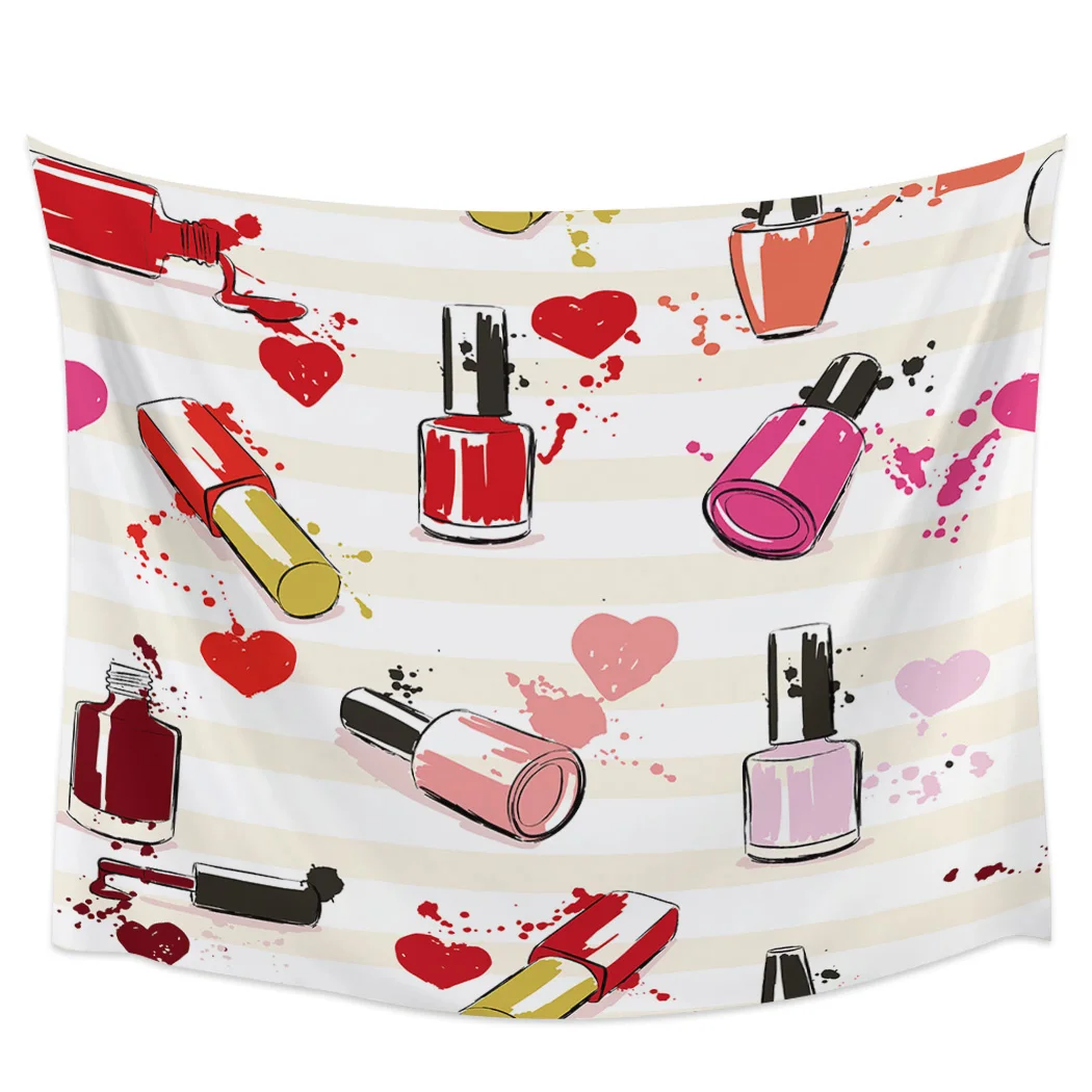 

Cosmetic Polish Female Cartoon Tapestry Background Wall Covering Home Decoration Blanket Bedroom Wall Hanging Tapestries