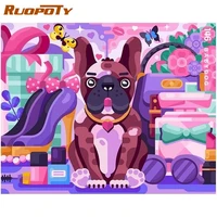 ruopoty oil painting by number dog drawing on canvas hand painted paintings diy pictures by numbers animals kits home decor