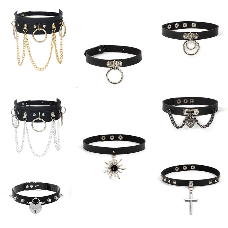 

Korean Fashion Love Charm Choker Necklace for Women Punk Rivets Clavicle Chain Gothic Girl Neck Necklace New Jewelry Accessories
