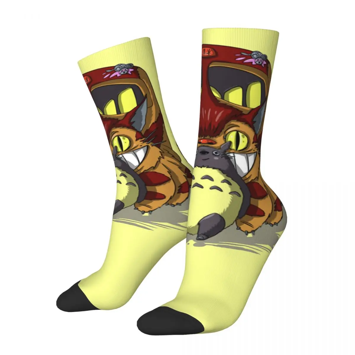 

Funny Crazy Sock for Men TOTORO CAT BUS Hip Hop Vintage Studio Ghibli Happy Quality Pattern Printed Boys Crew compression Sock
