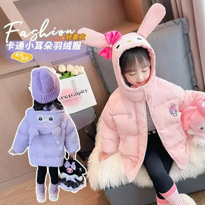 Женский теплый пуховик с сердечками Kuromi из аниме Моя Мелодия симпатичный