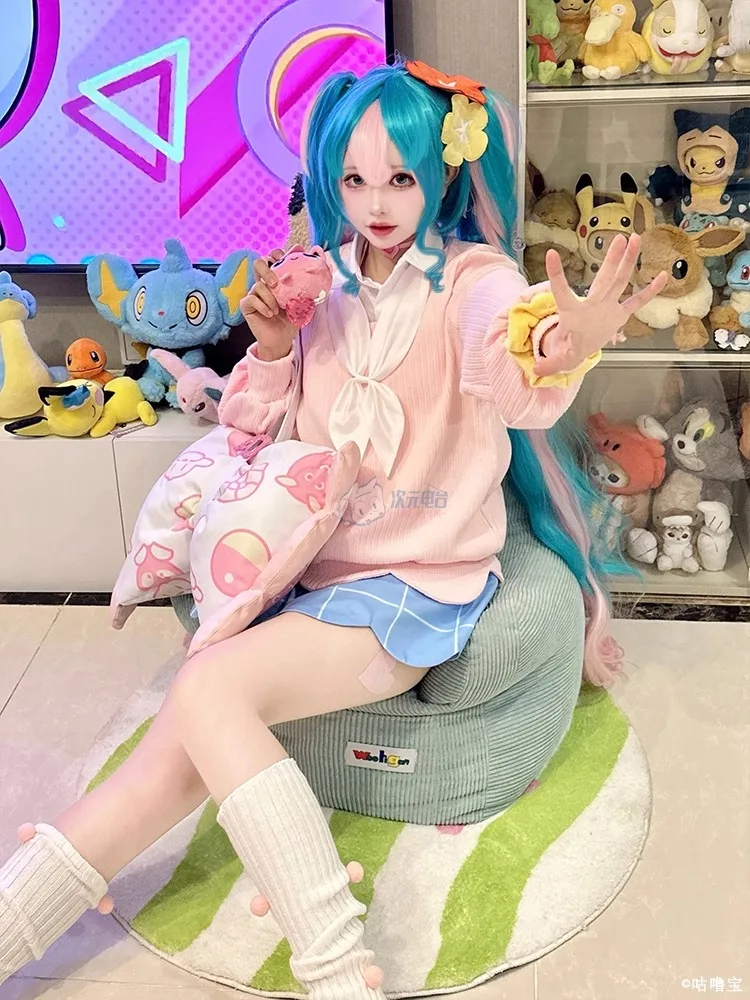 Женский костюм для косплея милая розовая школьная Униформа с сумкой костюмы на