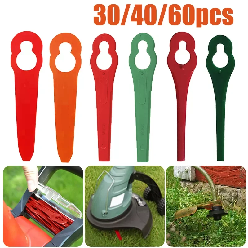 

30/40/60pcs Gourd Shaped Plastic Replacement Brush Cutter Blade Grass Trimmer Knife Lawn Mower Fittings Garden Tool Accessories