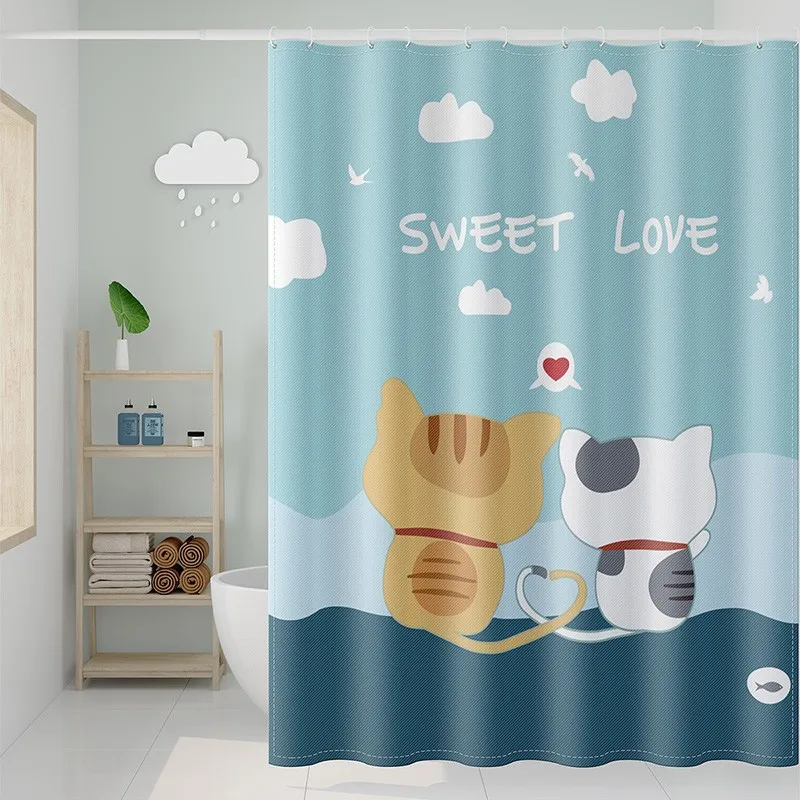 

Thicken the Cartoon Print Shower Curtain Bottom Counterweight Polyester Bathroom Curtains 3D Printing Home Decor Bath Screens